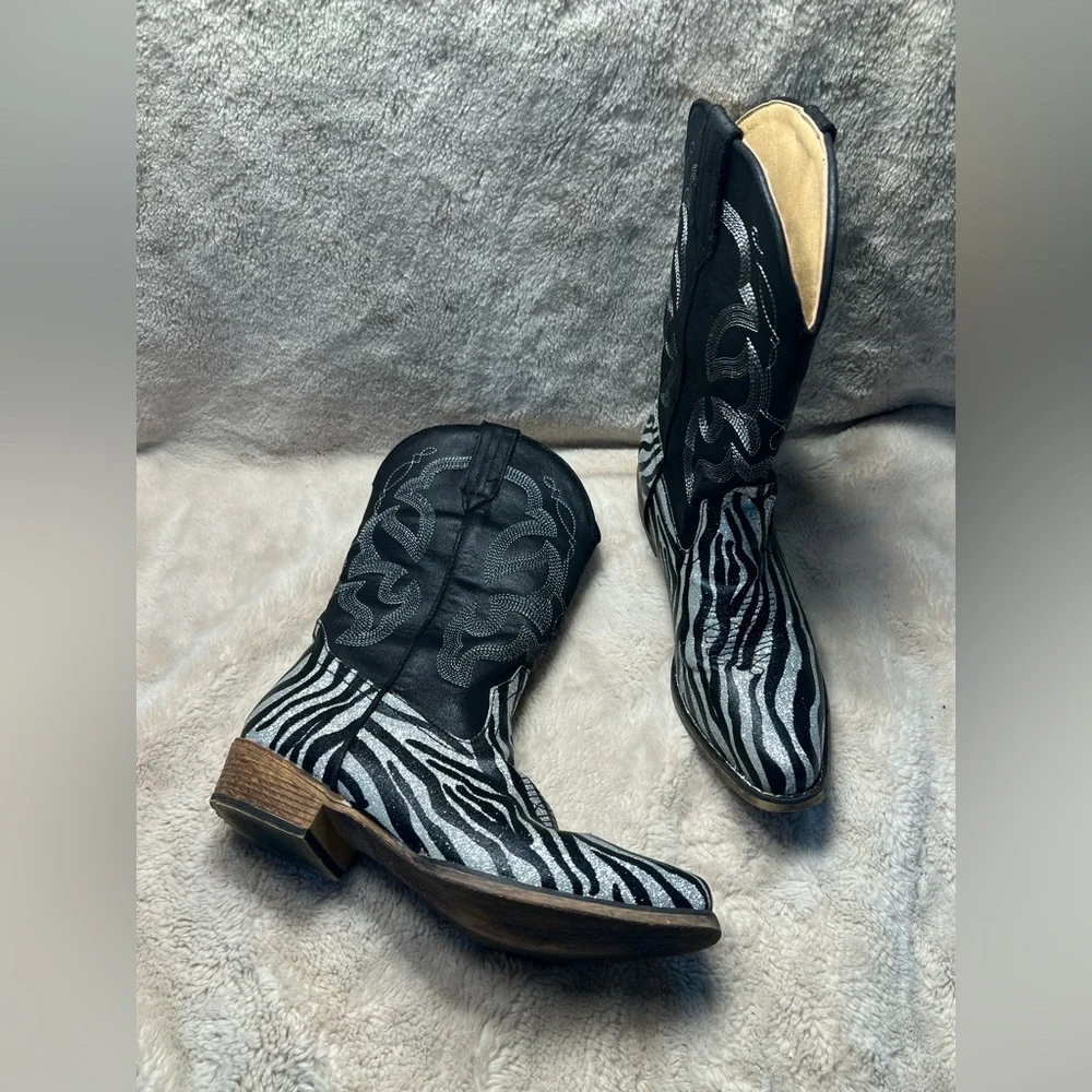 ROPER Girl's Riley Zebra Size 3 Western Boots - Picture 1 of 6